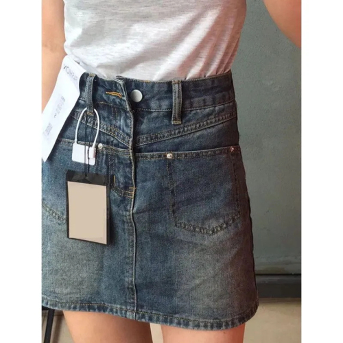 Denim short skirt for women summer 2024 new slimming A-line anti-exposure versatile hip-covering skirt