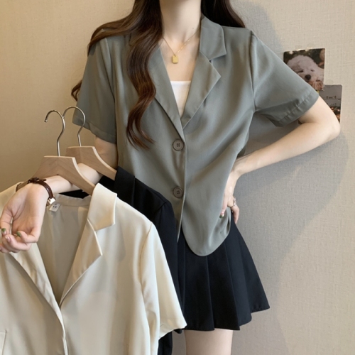 Real shot of summer clothing plus size women's small suit short jacket small design suit top M-4XL 200 pounds