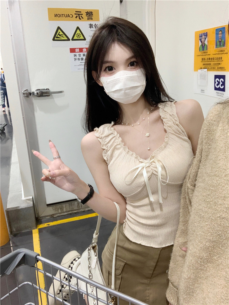 辣妹純欲風內搭小吊帶女蝴蝶結百搭背心春夏季短款外穿無袖上衣潮