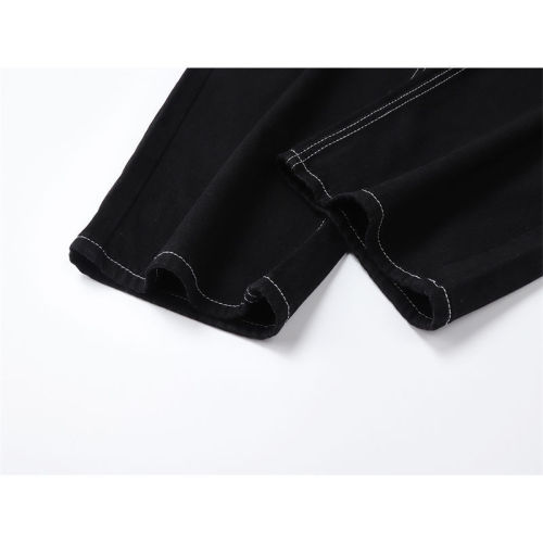 Black open-stitched straight jeans for women in autumn and winter, slim and loose wide-leg pants with stylish design