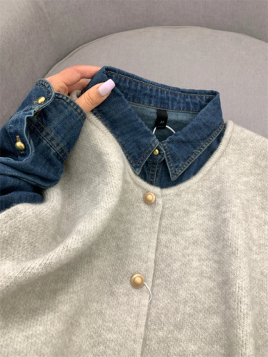 Korean simple light gray waistcoat knitted vest for women winter small sweater vest