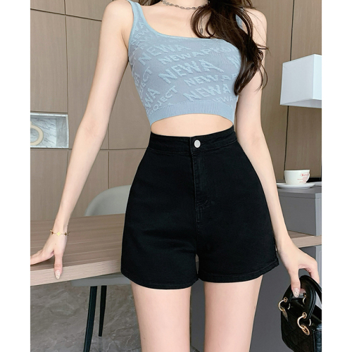 Versatile High Waist Denim Shorts Women's 2024 Summer New Casual Stretch Hot Pants Comfortable Hot Girls Tight and Slim