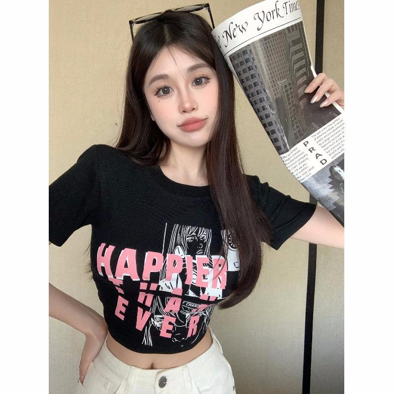 92棉/純棉天貓品質辣妹修身短款T恤女短袖