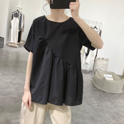 Summer clothing Japanese foreign single Japanese style Korean Dongdaemun cotton and linen shirt women's loose large size shirt M-4XL 200 pounds