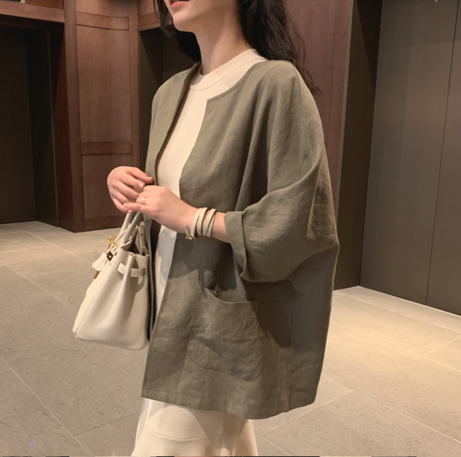 夏裝新款韓版大碼女裝寬鬆冰絲棉麻料上衣復古簡約棉麻T恤女