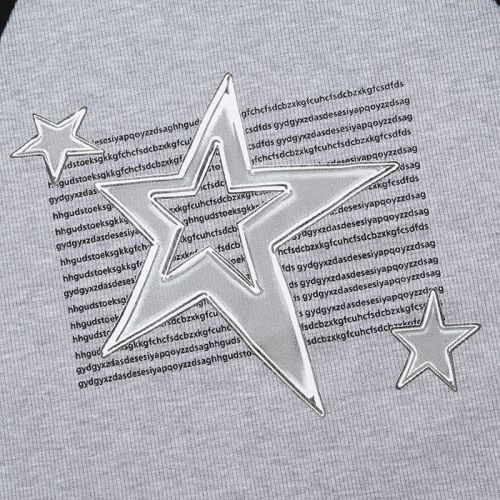 Summer new American retro star printed threaded T-shirt for women with contrasting color raglan sleeves threaded hottie short-sleeved top