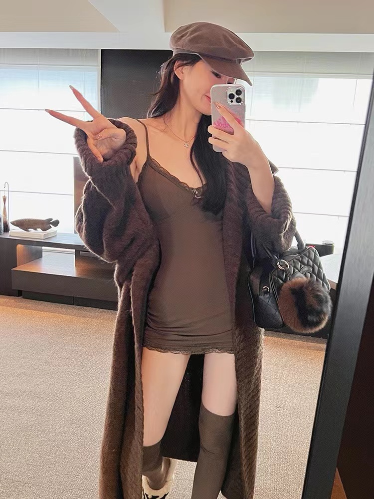 IN蕾絲吊帶短裙新款2024性感辣妹無袖緊身連衣裙