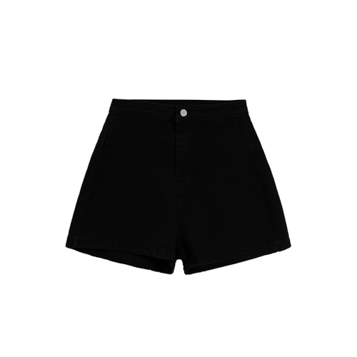 Black high-waisted denim shorts for women 2024 spring and summer new style fashionable and versatile hot girls slimming tight a-line hot pants