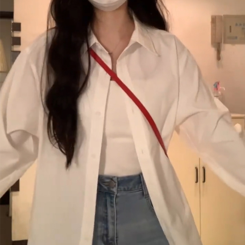 長袖白色襯衫女春春季2024新款女裝上衣法式小眾襯衣寬鬆日系外套