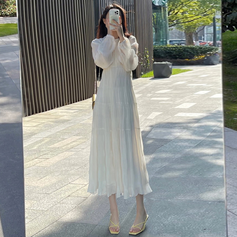 春夏裝仙女初戀風白色連衣裙子女2024年新款桔梗法式氣質顯瘦長裙