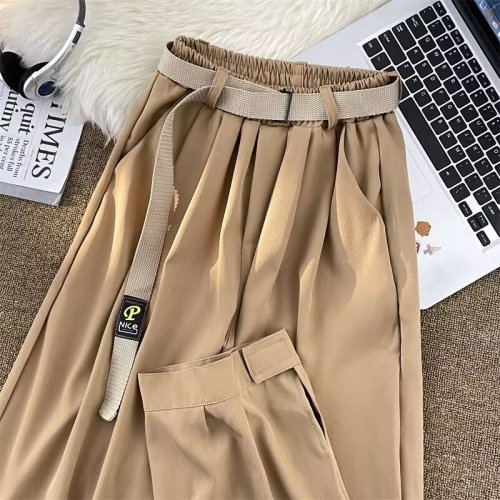 Youth popular casual pants straight leg fashion brand spring sports pants loose solid color artistic trousers trendy women