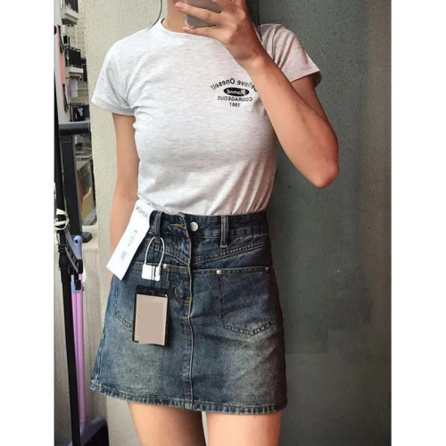 Denim short skirt for women summer 2024 new slimming A-line anti-exposure versatile hip-covering skirt