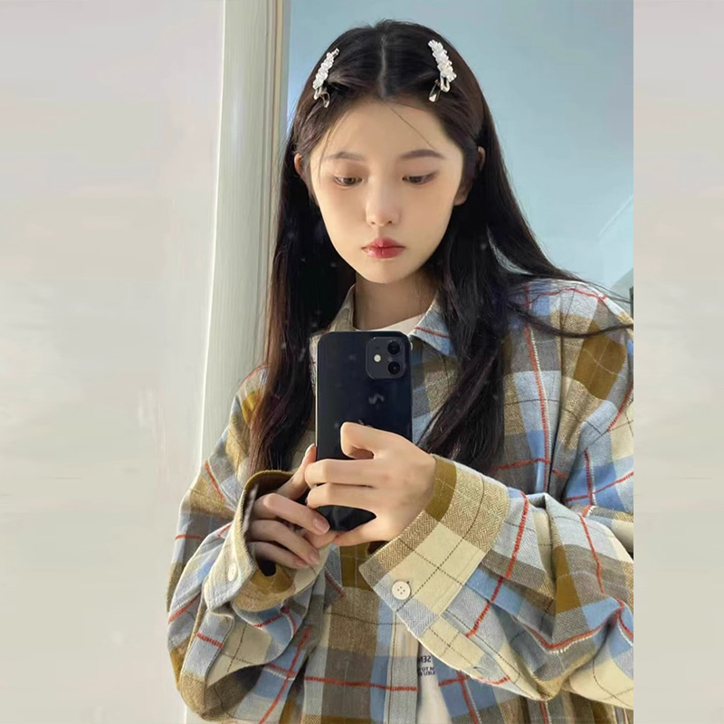格子襯衫女春秋季2024新款薄外套長袖日系復古襯衣寬鬆設計感上衣