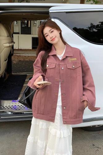 Real shot!  European and American purple denim jacket trendy ins women's spring and autumn short retro pink workwear Yiyi