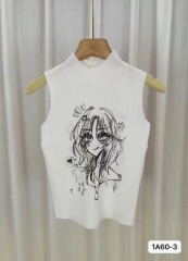 Summer New Design Girl Style Portrait Cartoon Print Versatile Tank Top