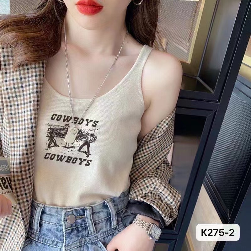 2024新款冰絲螺紋內搭吊帶背心女春夏打底設計感小眾跑量