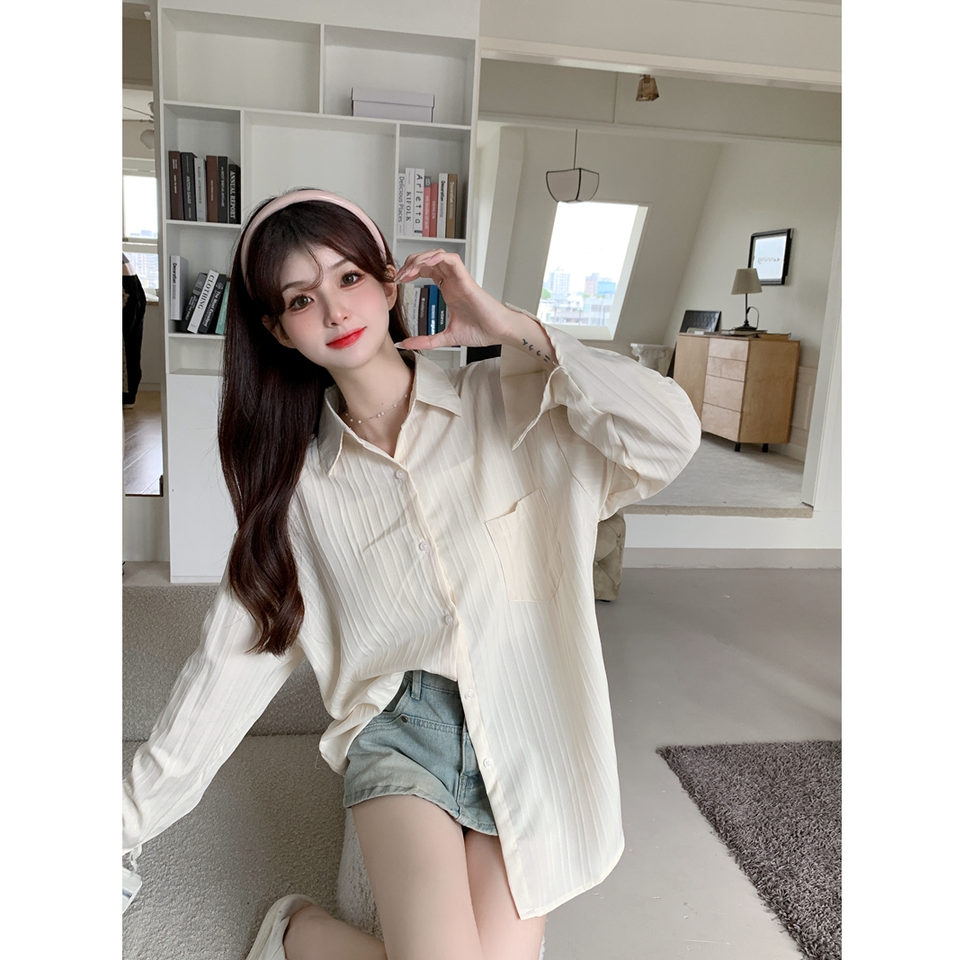 防曬襯衫女夏季薄款設計感小眾透氣寬鬆清爽肌理感防曬衣