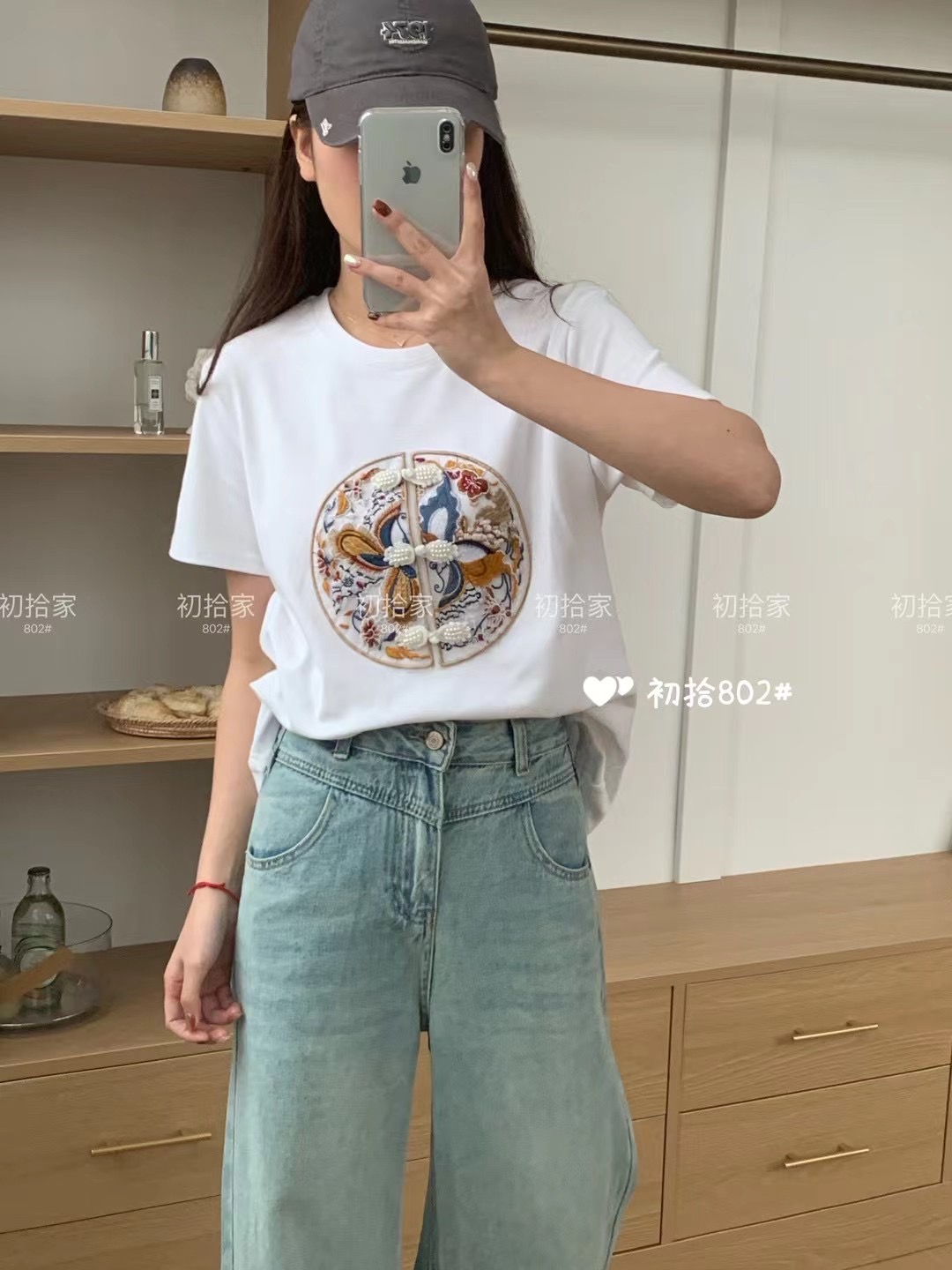 短袖t恤女2024年夏季新款新中式國風刺繡打底衫顯瘦百搭圓領上衣