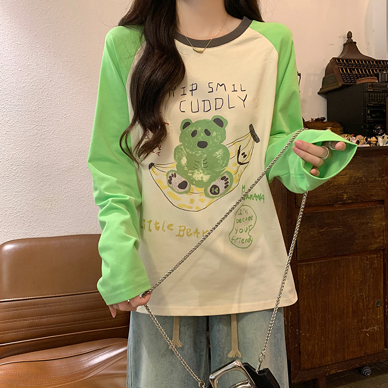 實拍21支純棉打底衫女春秋薄款插肩袖潮圓領長袖t恤上衣大碼女裝