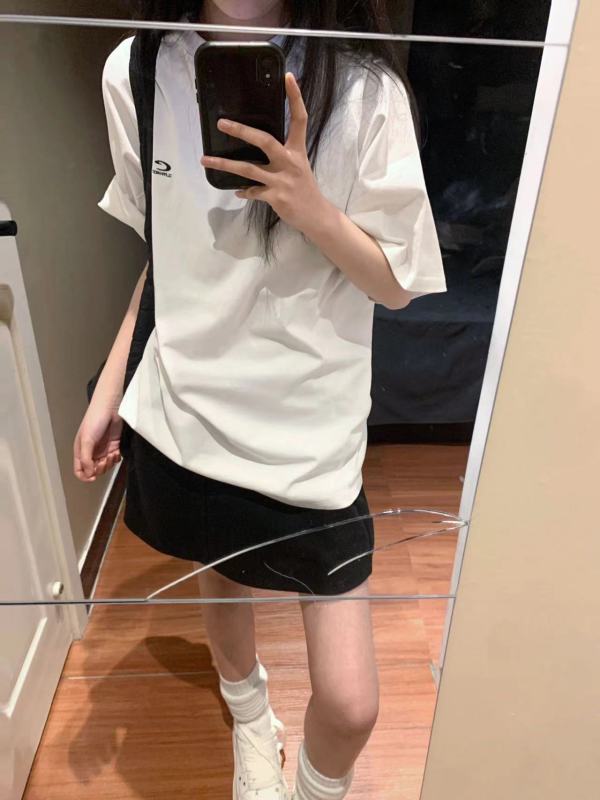 高質量純棉220克精梳緊密手感好直播品質前印花短袖t恤女