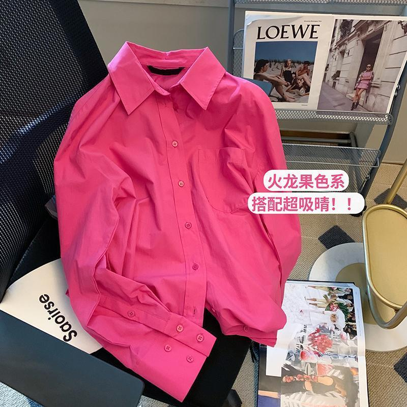 2024設計感小眾高級小個子休閒百搭上衣春季新款寬鬆襯衫女
