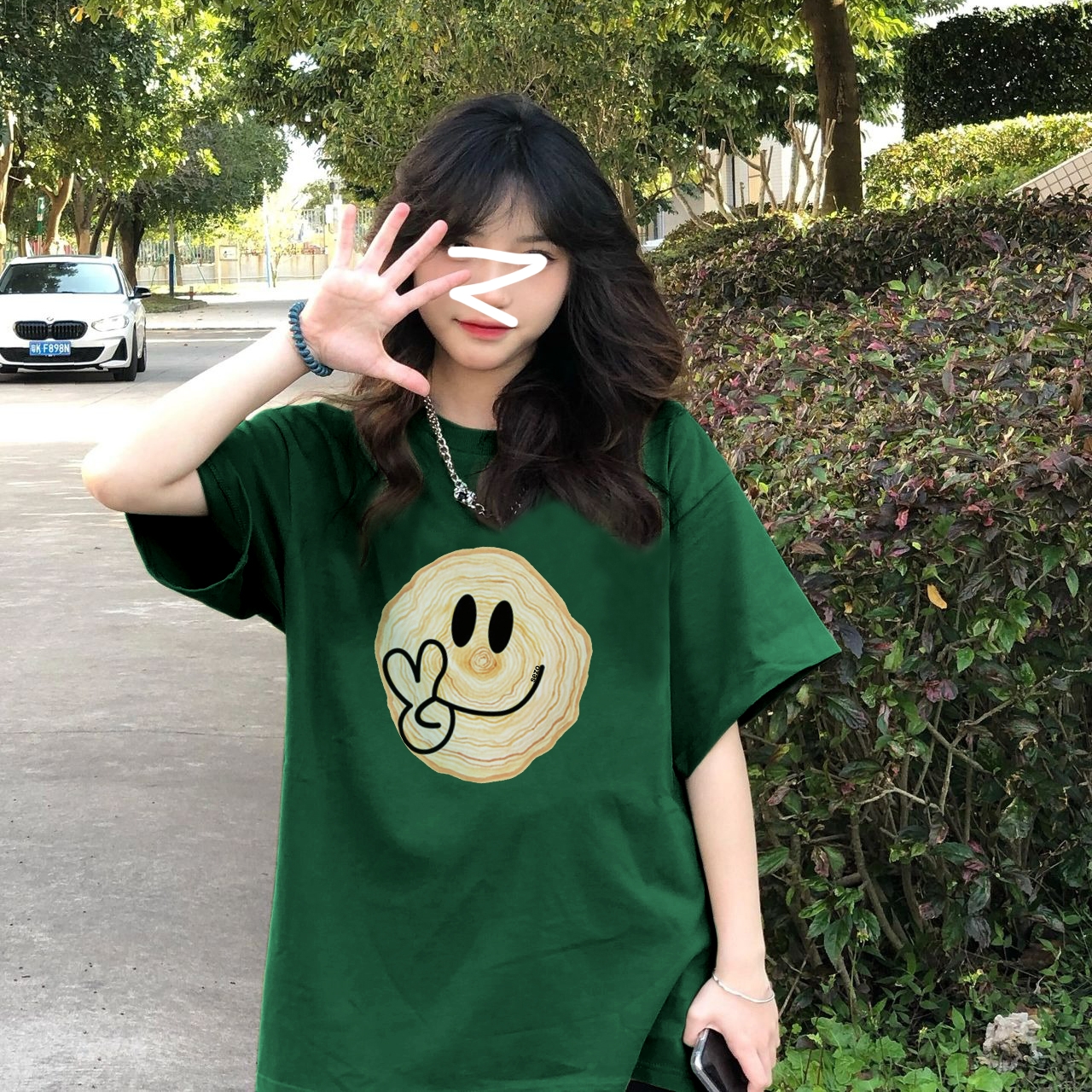 官圖200克/精梳純棉後包領有縫邊S-XXXL夏裝短袖T恤女