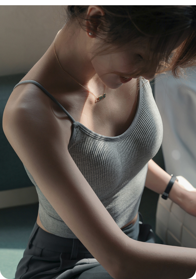 吊帶背心女西裝內搭外穿ins潮白色帶胸墊文胸打底夏性感美背內衣