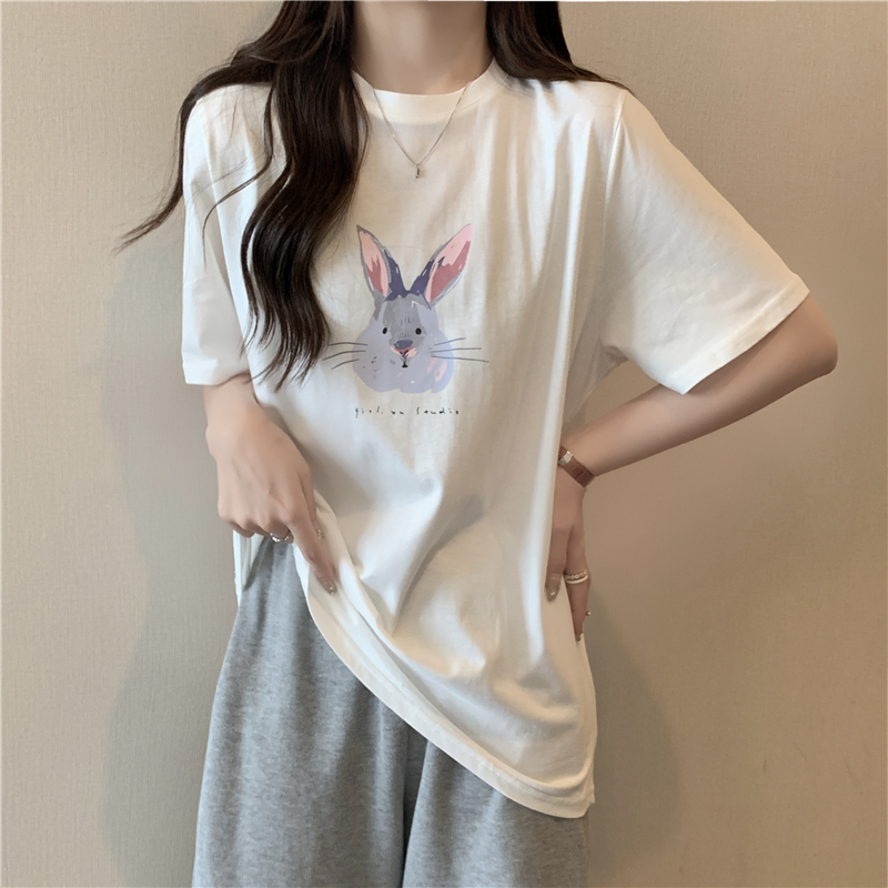 實拍200克純棉夏季新款寬鬆短袖t恤女潮