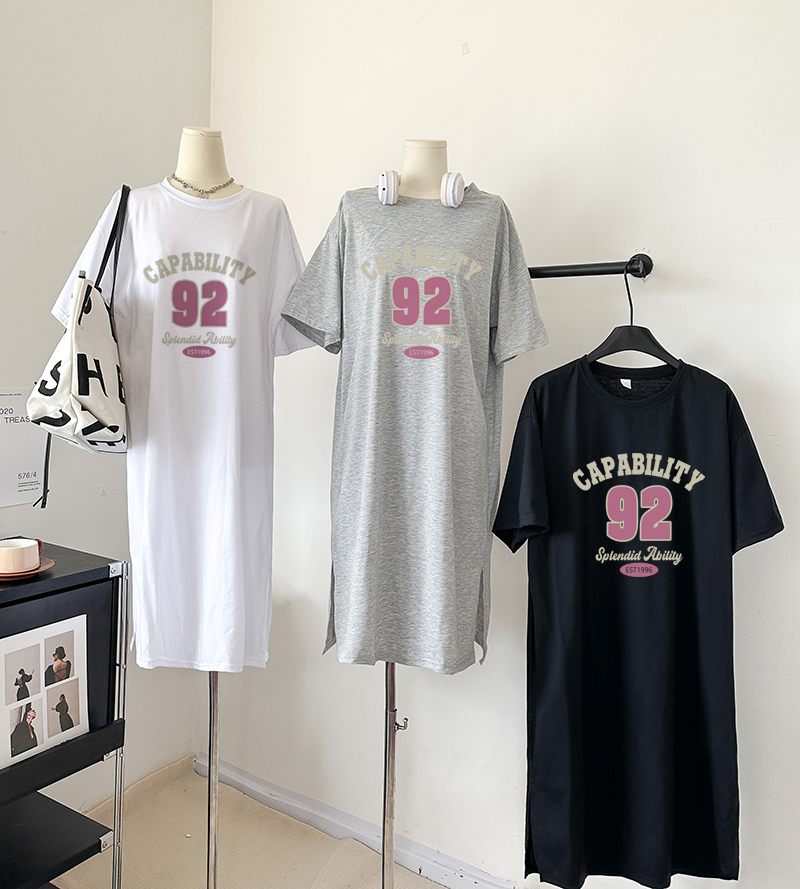 實拍6535精梳棉夏季新款韓版寬鬆短袖連衣裙女