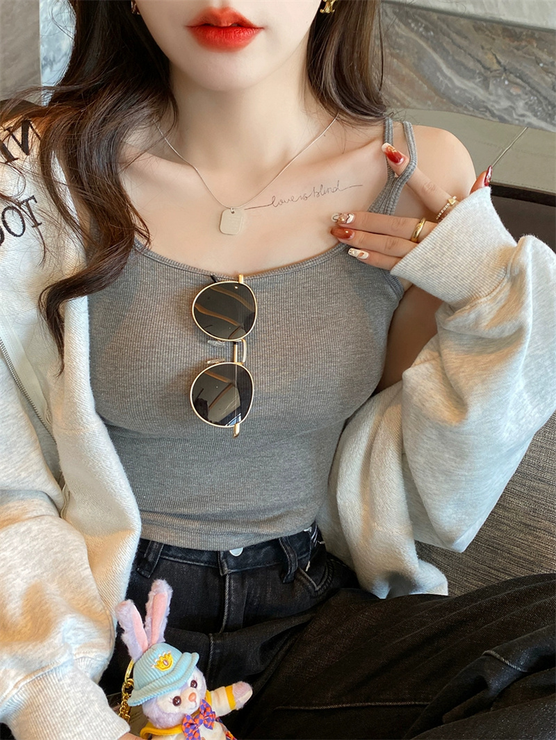 吊帶背心女內搭2024新款美背內衣文胸一體白色帶胸墊打底上衣