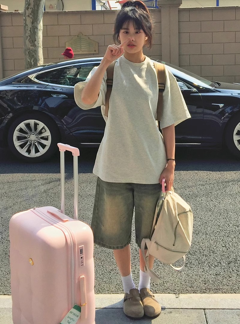 高質量純棉220克精梳緊密手感好直播品質純色短袖t恤女