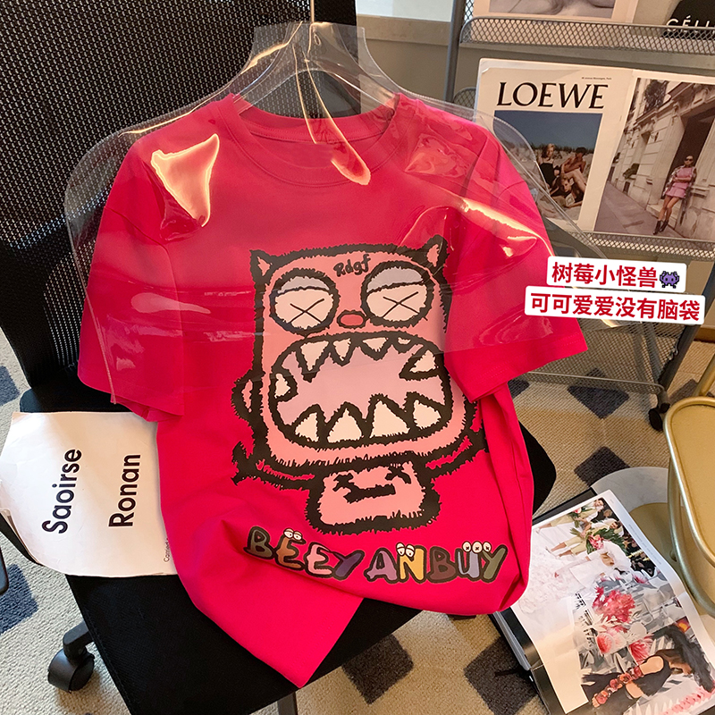 官圖200克/精梳純棉後包領 有縫邊S-XXXL夏裝短袖T恤女