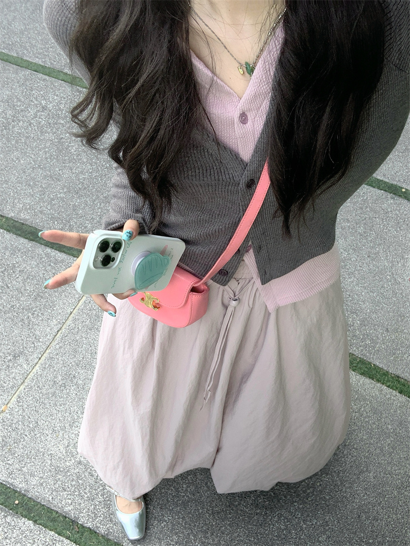 實拍#純欲撞色兩件套上衣女+工裝蓬蓬裙套裝兩件套