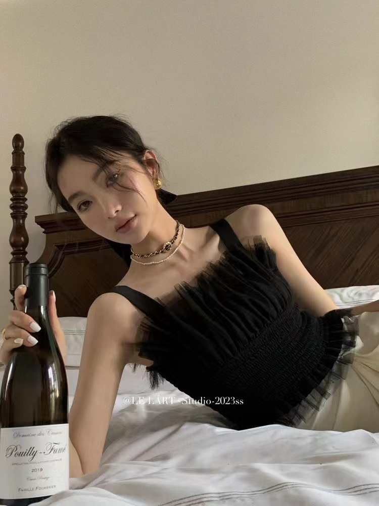 純欲辣妹性感假兩件撞色彈力針織背心連衣裙女秋季小個子收腰裙子