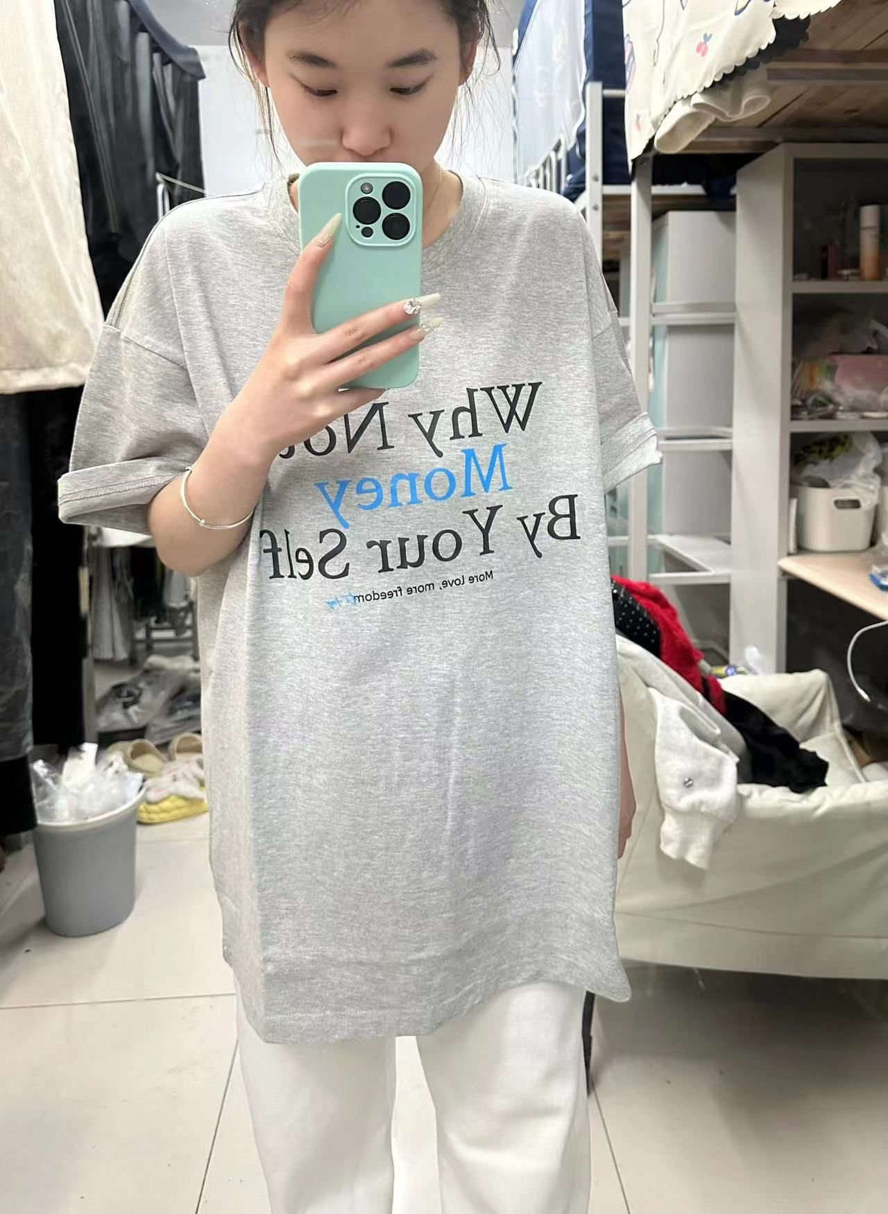 高質量純棉220克精梳緊密手感好直播品質前印花短袖t恤女