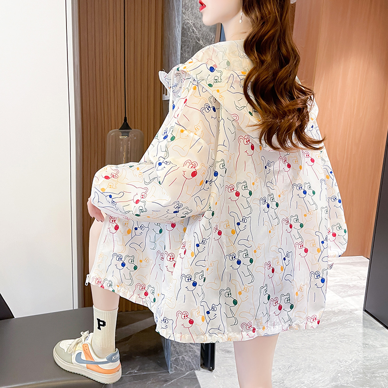 實拍2024新款夏季寬鬆休閒洋氣百搭薄款拉鏈開衫防曬服外套女