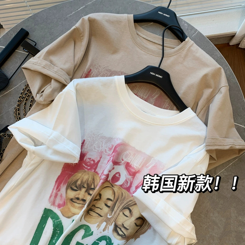 官圖 重磅/精梳純棉 後包領 有縫邊 S-XXXL 夏裝短袖T恤女