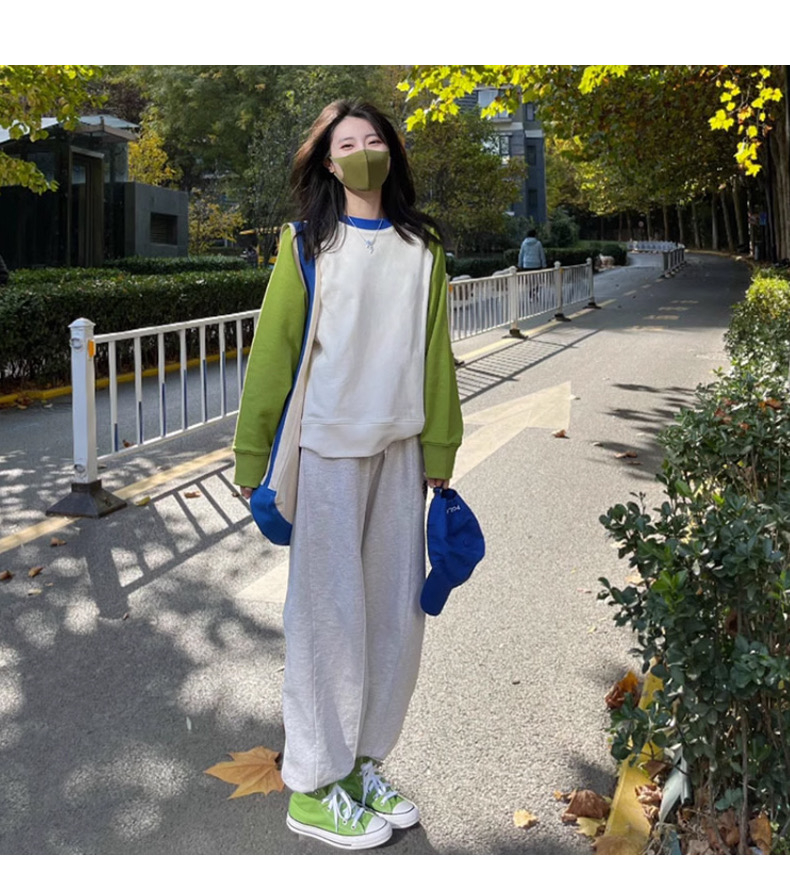 早春即墨圓領衛衣女春秋季2024新款小個子正肩長袖上衣寬鬆美式薄