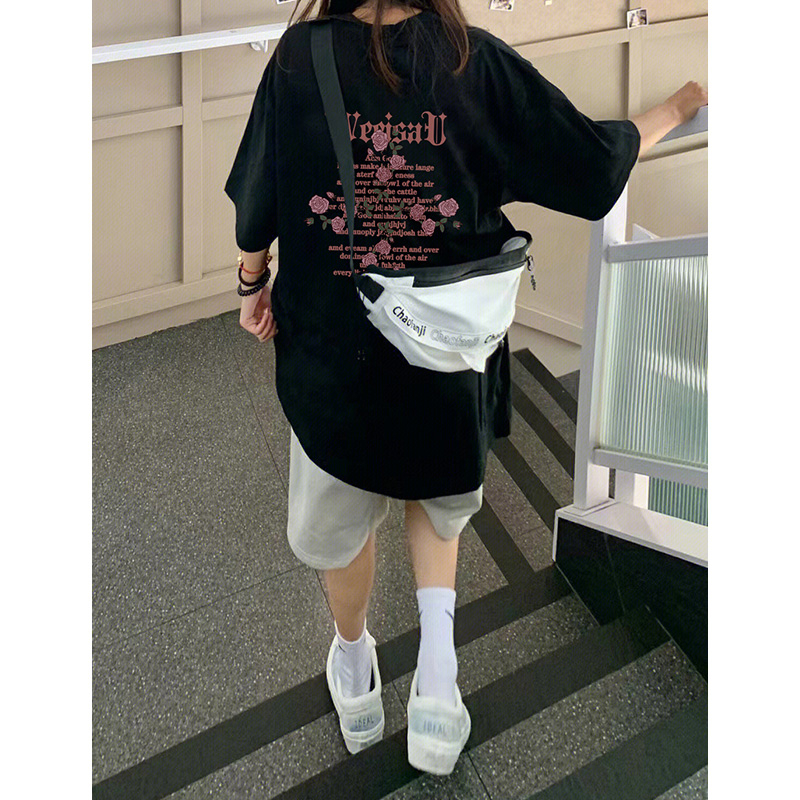 高質量純棉220克精梳緊密手感好直播品質前後印花短袖t恤女
