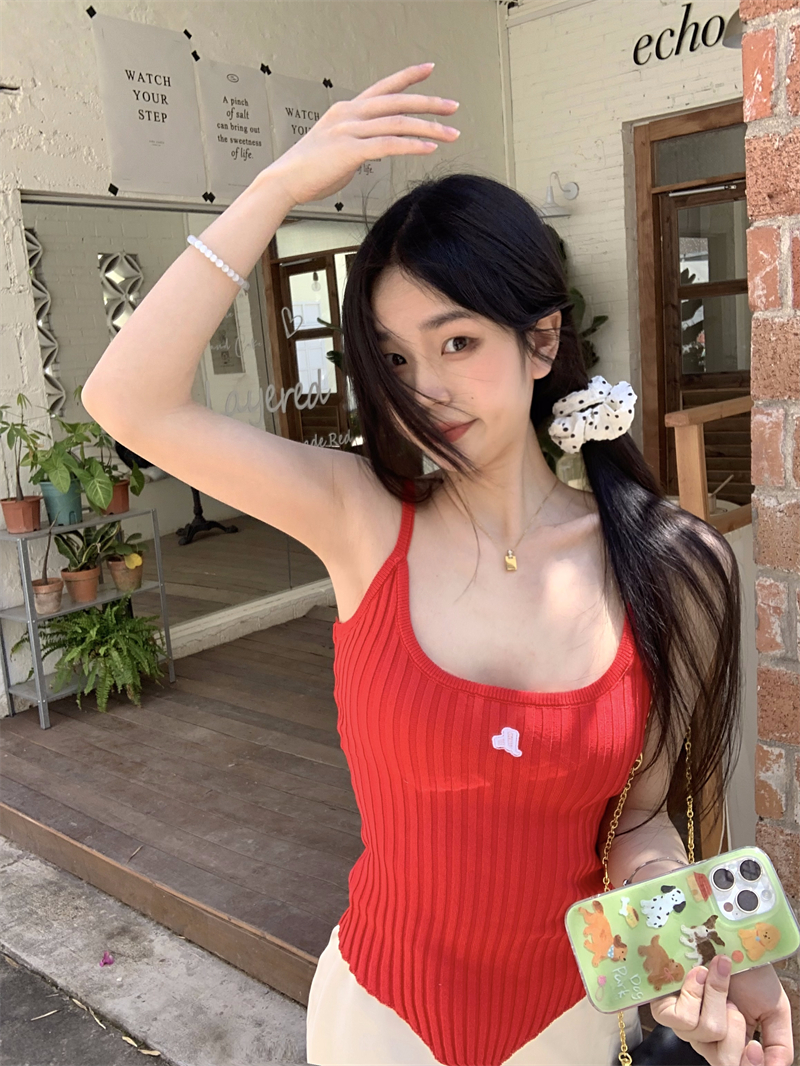 實拍 吊帶背心女春夏修身針織短款上衣
