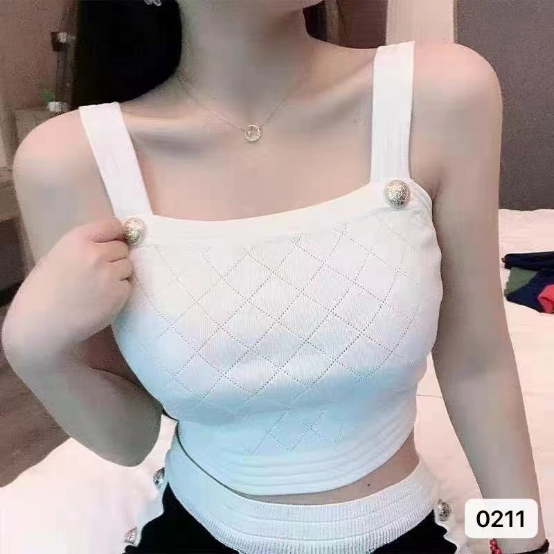 張貝貝同款韓版簡約無袖套頭針織衫女減齡時尚純色吊帶上衣