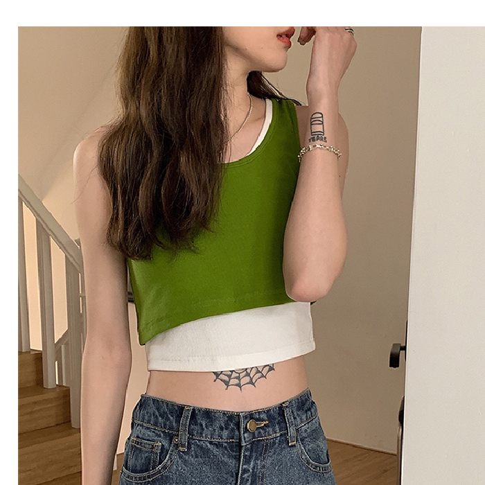 小吊帶背心女夏外搭內搭設計感小眾外穿短款緊身無袖運動打底上衣