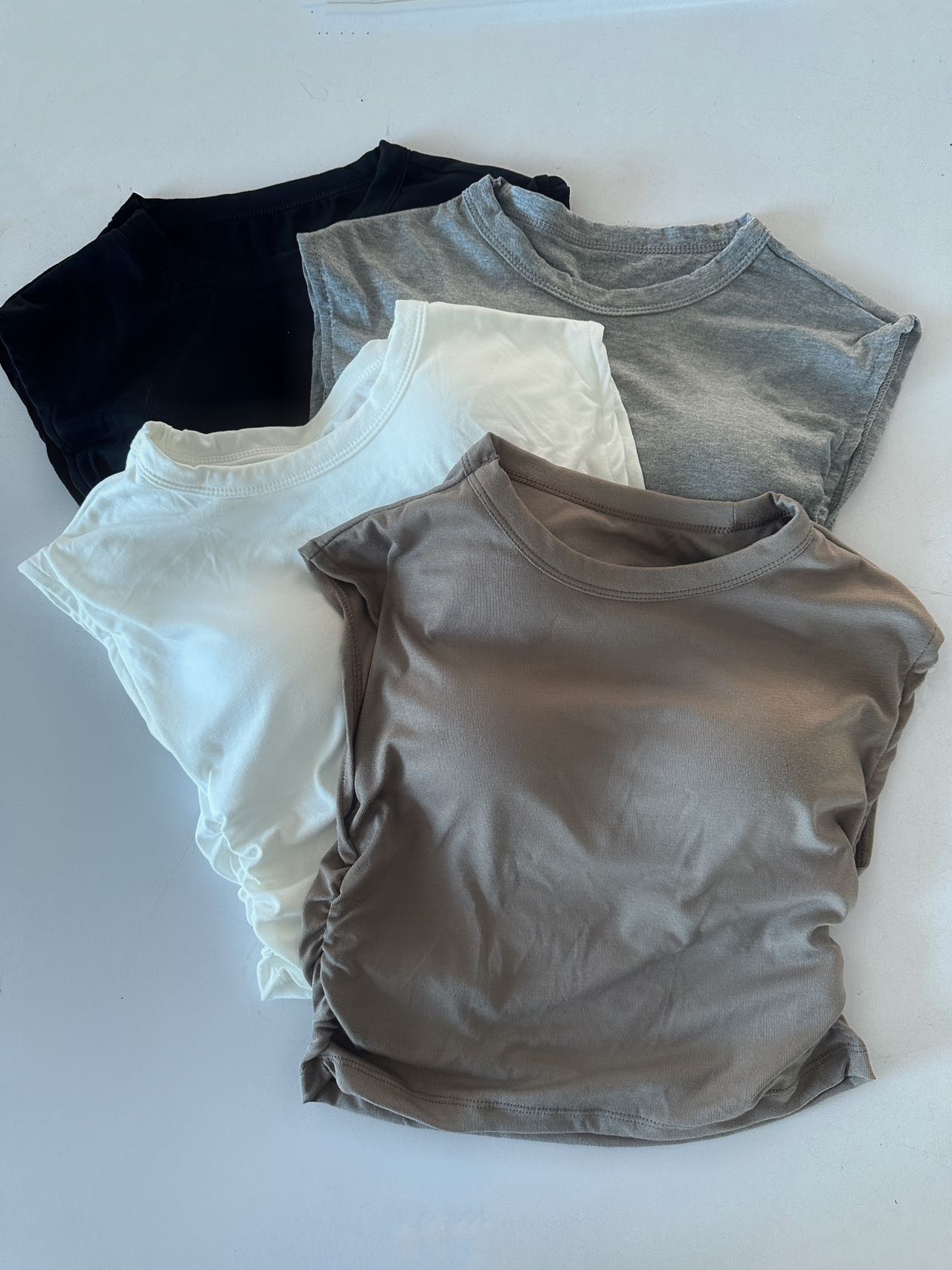 美式復古辣妹背心百搭修身顯瘦遮副乳抽褶細腰無袖帶胸墊內搭上衣