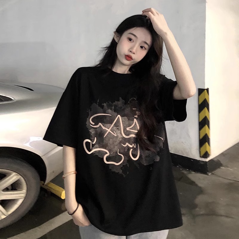 高質量純棉220克精梳緊密手感好直播品質前印花短袖t恤女