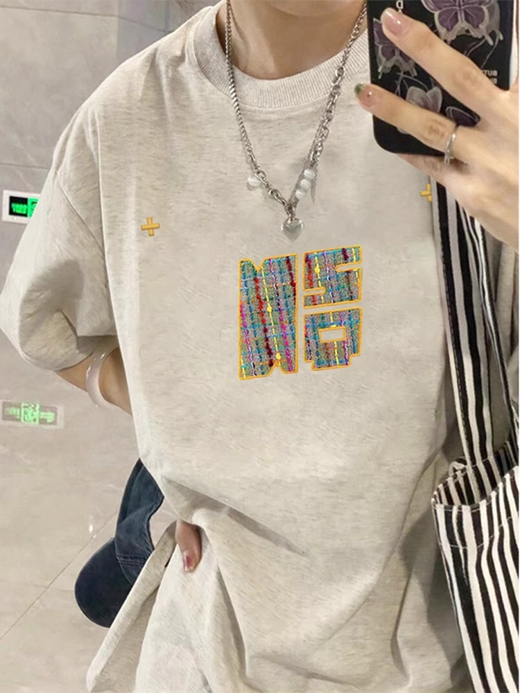 高質量純棉220克精梳緊密手感好直播品質前印花短袖t恤女