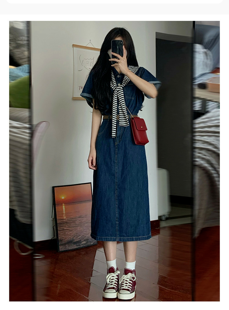 牛仔連衣裙子法式2024年新款女裝夏季辣妹小個子長裙氣質茶歇裙潮