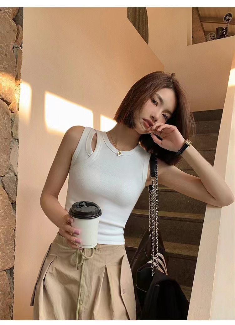 法式甜辣吊帶背心女外穿內搭無袖坎肩T恤運動遮副乳短款上衣