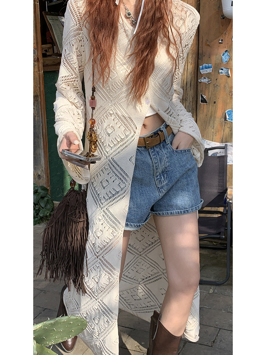 Red Hall Cardigan Sweater Women's Spring 2024 New Design Niche Top Long Sleeve Top Long Blouse