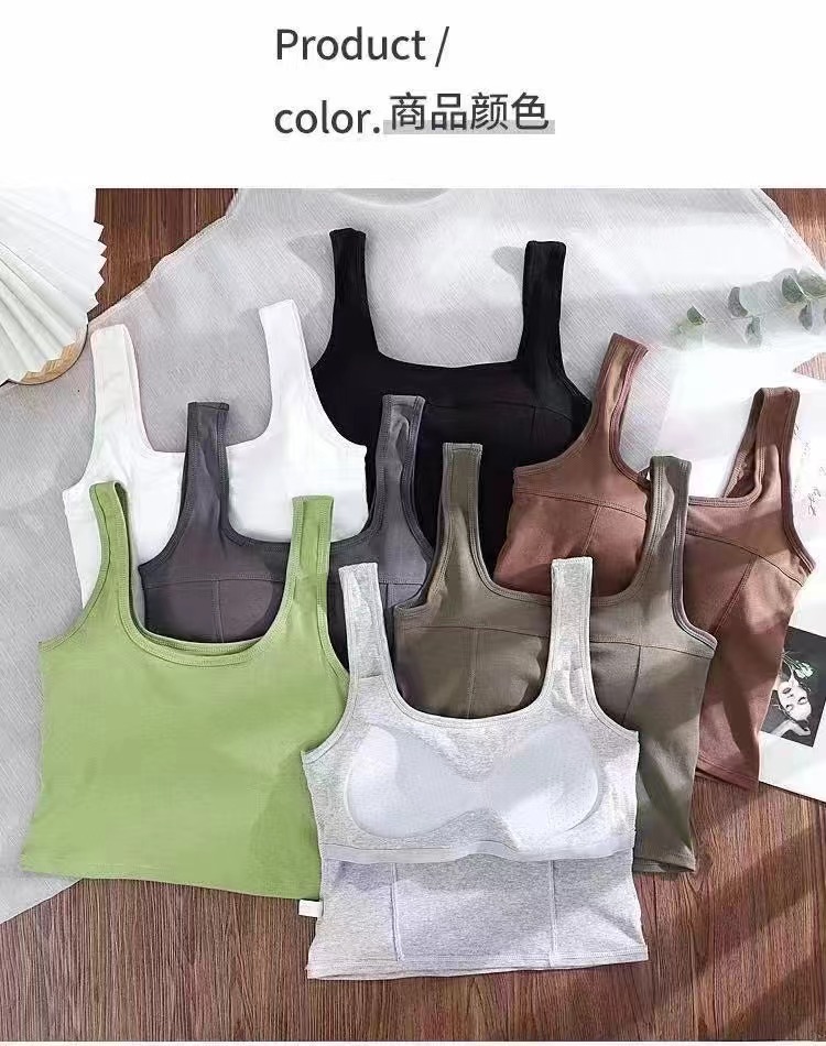 韓版ins潮東大門時髦精內穿外搭百搭帶墊背心小性感顯瘦繡花冰棉~