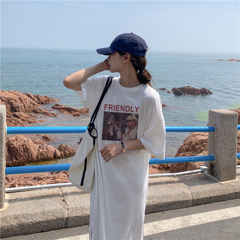 實拍6535拉架夏季新款中長款短袖連衣裙女